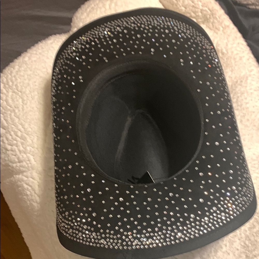 Black Hat with Rhinestone Accents